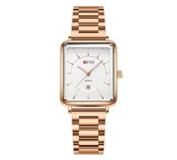 Simplicity - Orologio da polso da donna con cassa rettangolare vintage, al quarzo, elegante, con cinturino in acciaio inossidabile/pelle, Striscia d'acciaio/Rose, Bracciale