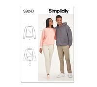 Simplicity Sewing Pattern S9240 Unisex Raglan Pullover Shirts SS9240A-Gilet XS-S-M-L-XL, bianco