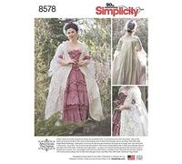 Simplicity Simplcity 8578Simplicity Pattern 8578-Abito da Donna XVIII secolo, Carta, Bianco, D5 (4-6-8-10-12)