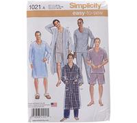 Simplicity Simplcity cartamodello 1021: Pigiama Classico da Uomo e Vestaglia, Taglia A(XS-S-M-L-XL), Carta, Bianco
