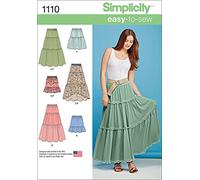Simplicity Simplcity Cartamodello 1110: Gonna a Balze da Donna con variazioni di Lunghezza, Taglia: A (XXS-XS-S-M-L-XL-XXL), Carta, Bianco