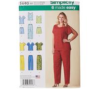 Simplicity Simplcity Cartamodello 1446: Six Made Easy Pull On Top e Pantaloni o Pantaloncini Forti, Taglia, Carta, Bianco, FF (18W-20W-22W-24W)