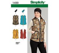 Simplicity Simplcity Cartamodello 1499: Gilet e Fascia per Capelli da Donna, Taglia U5, Carta, Bianco, 16-18-20-22-24