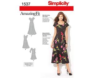 Simplicity Simplcity cartamodello 1537: Abito da Donna Forti, Taglia, Carta, Bianco, AA (10-12-14-16-18)