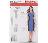 Simplicity Simplcity cartamodello 1586: Vestito da Donna Forti, Taglia, Carta, Bianco, AA (10-12-14-16-18)