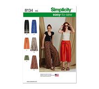 Simplicity Simplcity Pattern 8134-Pantaloni e Pantaloncini da Donna, Facili da Cucire, Carta, Bianco, Carpet Uni Dark Beige Size:80x150 cm