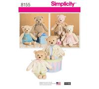Simplicity Simplcity Pattern 8155 Orsetti di Peluche con Vestiti, Carta, Bianco, 22.00 x 15.00 x 1.00 cm