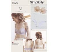 Simplicity Simplcity Pattern 8229 Reggiseno e Mutandine con Ferretto da Donna, Carta, Bianco, 22.00 x 15.00 x 1.00 cm