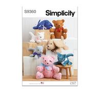 Simplicity SS9360OS - Adorabile peluche non definito, 45,7 cm, cucciolo lungo 30,5 cm e gattino lungo 25,4 cm, super facile da cucire, bianco, taglia unica