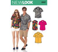 Simplicity U06197A New Look Kit di modelli per camicie abbottonate da uomo e da donna, facili da cucire, codice 6197, taglie dalla XS alla XL