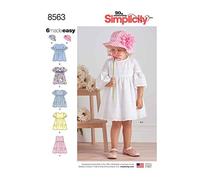Simplicity US8563AS 8563Simplicity Pattern 8563-Cartamodello per Vestiti e Cappelli per Bambini, Carta, Bianco, A (1/2-1-2-3-4)