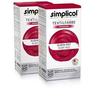 simplicol Colore tessile intenso (18 colori), rosso rubino rosso scuro: facile da colorare in lavatrice, confezione completa 1842 (2 x 1804) 2 confezioni da 2 pezzi