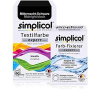 simplicol Expert Tintura Tessuti + Fissatore Colore: Lavatrice o Colorazione Manuale: Tingi, Colora e Ripristina Tessuti e Vestiti - Nero