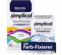 Simplicol - Pittura tessile Expert + Farbfixierer, combi pack Bleu Marine 1708