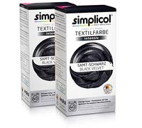 Simplicol Tessile colore intenso (18 colori) 1838, Semplice tessuto tintura nella lavatrice, completo confezione con colorante ittel e polvere di fissaggio, Velluto nero, 2 confezione