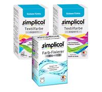 Simplicol Tessuti Expert Mare Del Sud Turchese per 600g 2x Colore 1x Fissatore