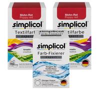 Simplicol Tessuto Vernice Expert Papavero Rosso per 600g 2x Colore E 1x Fissare