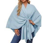 Simplifyleast Scialle avvolgente da donna, elegante scialle avvolgente morbido aperto sul davanti, tinta unita, scialli avvolgenti con passante, Azzurro, Taglia unica