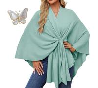 Simplifyleast Shawl Wrap, 2025 Shawl for Women, Elegant Shawls Wraps Soft Open Front Poncho Sweater (Teal,L)
