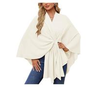 Simplifyleast Shawl Wrap, Elegant Shawl Wraps Soft Open Front Poncho Sweater, Women's Solid Color Scarf(White)