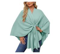Simplifyleast Shawl Wrap, Elegant Shawl Wraps Soft Open Front Poncho Sweater, Women's Solid Color Scarf(Light green)