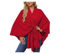 Simplifyleast Shawl Wrap, Elegant Shawl Wraps Soft Open Front Poncho Sweater, Women's Solid Color Scarf(Red)