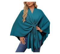 Simplifyleast Shawl Wrap, Elegant Shawl Wraps Soft Open Front Poncho Sweater, Women's Solid Color Scarf(Dark green)