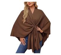 Simplifyleast Shawl Wrap, Elegant Shawl Wraps Soft Open Front Poncho Sweater, Women's Solid Color Scarf(Brown)