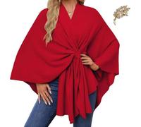 Simplifyleast Shawl Wrap, Elegant Shawl Wraps Soft Open Front Poncho Sweater,Women's Solid Color Shawls, Chic And Light (Red)