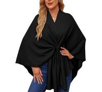 Simplifyleast Shawl Wrap, Elegant Shawl Wraps Soft Open Front Poncho Sweater,Women's Solid Color Shawls, Chic And Light (Black)