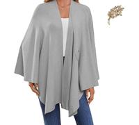 Simplifyleast Shawl Wrap, Elegant Shawl Wraps Soft Open Front Poncho Sweater,Women's Solid Color Shawls, Chic And Light (Gy1)