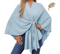 Simplifyleast Shawl Wrap, Elegant Shawl Wraps Soft Open Front Poncho Sweater,Women's Solid Color Shawls, Chic And Light (Blue)