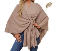 Simplifyleast Shawl Wrap, Elegant Shawl Wraps Soft Open Front Poncho Sweater,Women's Solid Color Shawls, Chic And Light (Khaki)