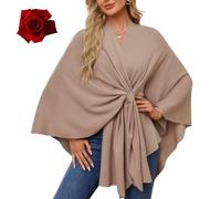 Simplifyleast Shawl Wrap, Elegant Wraps Soft Open Front Poncho Sweater, Women's Solid Color Pashmina Shawl, for Women (#6)