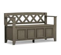 Simplihome Amherst - Panca portaoggetti da ingresso, in legno massello, larghezza 121,9 cm, per corridoio, colore grigio, panca di transizione per ingresso o soggiorno, con coperchio sollevabile e