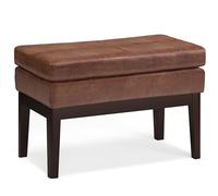 Simplihome Carlson - Panca ottomana rettangolare con design metà secolo, 66 cm, in ecopelle marrone invecchiata, per soggiorno e camera da letto