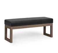 SIMPLIHOME Milltown - Grande panca ottomana rettangolare in ecopelle nera mezzanotte, 111,8 cm, per soggiorno e camera da letto
