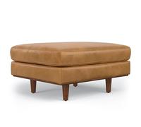Simplihome Morrison - Pouf in vera pelle Sienna, 83,8 cm di larghezza, poggiapiedi multifunzione, tavolino e seduta extra per soggiorno, stile moderno di metà secolo