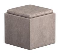 Simplihome Rockwood - Cassapanca quadrata in stile contemporaneo, 43,2 cm di larghezza, con vassoio, in ecopelle grigio invecchiato, per soggiorno, ingresso, camera familiare e camera dei bambini