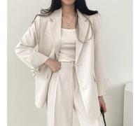 Simplistic Elegance - Completo da donna con giacca e pantaloni classici, 2 pezzi (S beige)