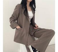 Simplistic Elegance - Completo da donna in 2 pezzi, con giacca e pantaloni classici (S, caffè)