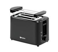 SIMPLUS Tostapane 2 Fette con 7 Livelli di Doratura e Vassoio, Griglia Integrata Scaldapanini, Raccogli Briciole Estraibile, Fessura Ampia, Temperatura Regolabile, Nero