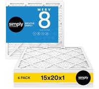 Simply by MervFilters, filtro aria 15 x 20 x 1, MERV 8, MPR 600, filtro aria forno AC, confezione da 6