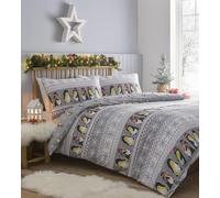 Simply Charlotte - Set copripiumino per letto king size, motivo: pinguini natalizi, colore: grigio