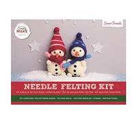 Simply Make Kit per infeltrimento ad ago, motivo: amici della neve (2 pezzi) per bambini e adulti, tra cui lana, aghi e tutti gli strumenti, perfetto per adulti e principianti, kit per infeltrimento