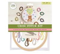 Simply MAKE Kit per punto croce, motivo Hello Little One, per bambini e adulti, con cerchio, filo da ricamo, tessuto e ago, perfetto per lavori artigianali per adulti e principianti, kit per punto