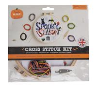 Simply MAKE Kit per punto croce, motivo stagione spettrale, per bambini e adulti, con cerchio, filo da ricamo, tessuto e ago, perfetto per adulti e principianti, kit per punto croce per principianti