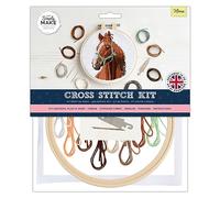 Simply Make Kit per Punto Croce, Set Artistico e Artigianale, Tema Animali, Cavallo, 8" Hoop