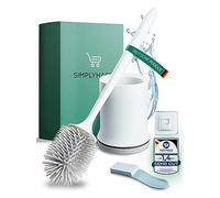 SIMPLYHACK - Scopino WC in silicone - Igienico e ad asciugatura rapida - Scopino WC bianco - Sporco & Impermeabile - Spazzola WC con supporto - Montaggio a parete senza forare - Incluso sollevatore