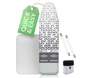 SimplySmooth Copriasse da Stiro 120x40 Adatto a Ferri da Stiro a Vapore - Made in EU con Tensori, Avvolgicavo, con Panno - Stiratura Rapida Grazie al Turbo e all'Imbottitura Extra